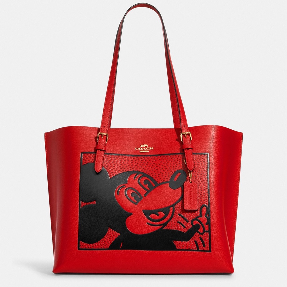 NWT Coach Disney Mickey Leather Tote Bag with Free Coach Paper Bag
